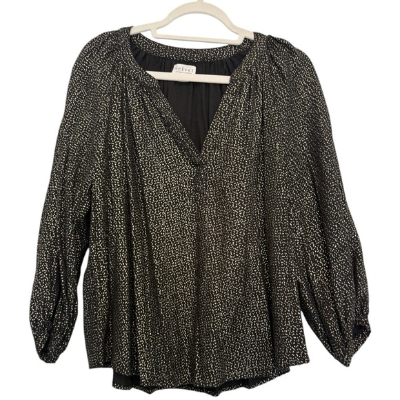 Velvet by Graham & Spencer Shirley Metallic Dot-Print Blouse – Size Medium- EUC - Picture 1 of 5
